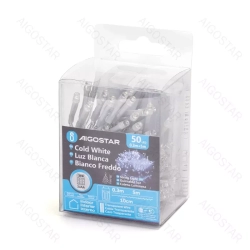 Lampki choinkowe ozdobne na 3AA, Zimne 5m 50LED